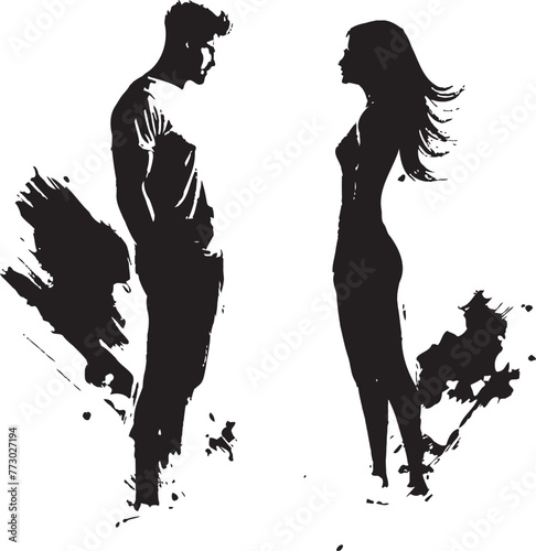 Furious Fusion Anger Vector Graphics for Man and Woman Discord Dance Emblematic Icon for Angry Couple