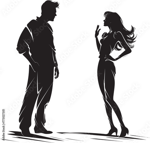 Discord Dissonance Vector Graphic Illustrating Couples Dissonance of Discord Ire Infliction Dynamic Symbol Depicting Couples Infliction of Ire