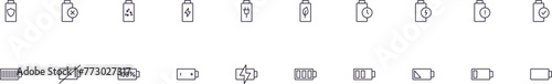 Batteries web outline symbols collection for stores, shops, banners, design