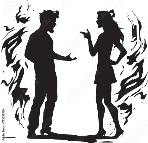 Wrathful Whirlpool Vector Logo Depicting Couples Whirlpool of Wrath Fiery Fission Dynamic Graphic Illustrating Couples Fission of Fire