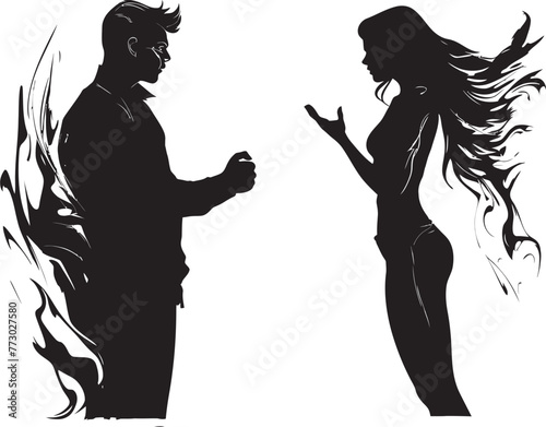 Anger Alchemy Iconic Emblem of Couples Anger Transformation Clash Cascade Dynamic Logo Illustrating Couples Cascade of Clash