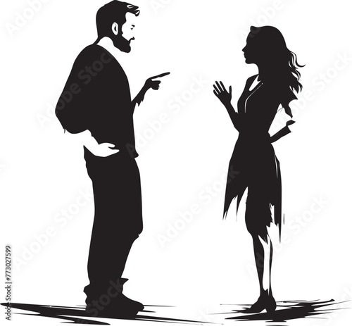 Rage Rhapsody Iconic Emblem for Man and Woman in Anger Spat Symphony Vector Illustration of Couples Argument