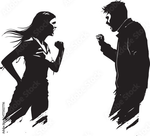 Anger Avalanche Dynamic Illustration of Couples Avalanche of Anger Clash Collision Emblematic Vector Graphic of Couples Collision of Clash