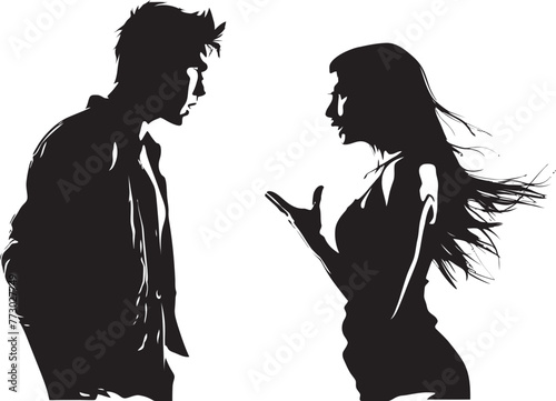 Discordant Dynamics Emblematic Graphic of Couples Dynamic Discord Wrathful Outburst Vector Emblem of Couples Outbursting Wrath