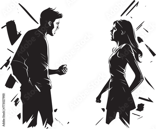 Clash Collision Emblematic Vector Graphic of Couples Collision of Clash Furious Flow Dynamic Logo Illustrating Couples Flowing Fury