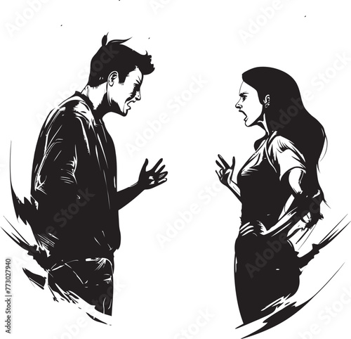 Clash Crescendo Dynamic Logo of Couples Anger Climax Furious Fusion Emblematic Vector Fusion of Couples Fury