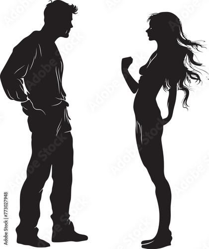 Clash Chronicles Iconic Illustration of Couples Conflict Story Wrathful Whirlwind Vector Symbol of Man and Womans Furious Turmoil