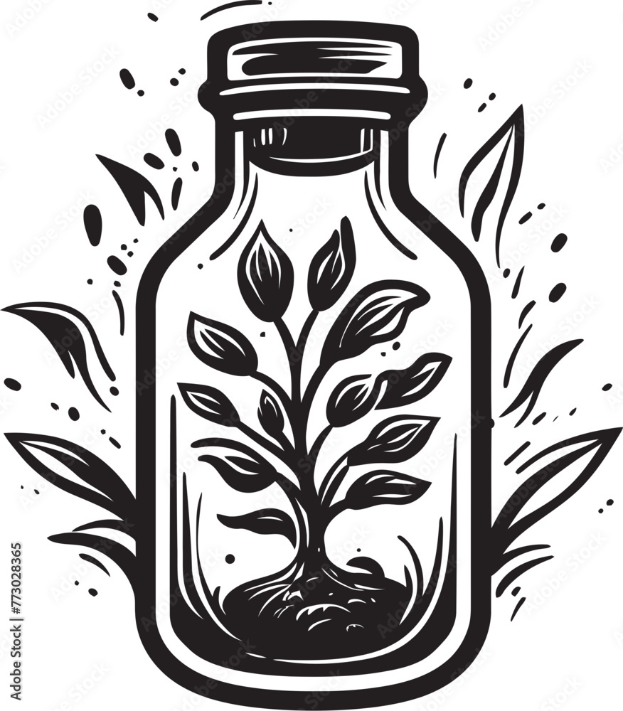 Glass Terrarium Emblematic Logo Depicting Plant Ecosystem Preserved in Jar Jarra Flora Iconic Symbol of Lush Plant Life Captured in a Glass Jar Glass Terrarium Emblematic Logo Depicting Plant Ecosystem Preserved in Jar Jarra Flora Iconic Symbol of Lush Plant Life Captured in a Glass Jar