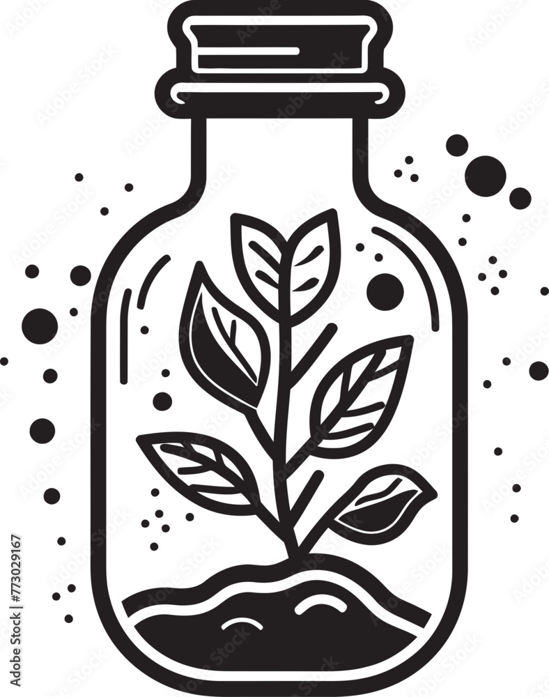 Botanical Relic Dynamic Illustration of Plant Captivity Jar Jungle Iconic Vector Symbolizing Encased Botanicals Botanical Relic Dynamic Illustration of Plant Captivity Jar Jungle Iconic Vector Symbolizing Encased Botanicals