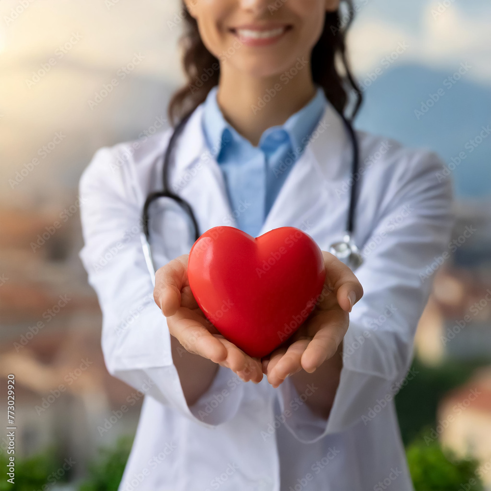 Hands of doctor woman holding red heart, promoting medical insurance, showing symbol of love,,Close up of object, promoting medical insurance, early checkup for healthcare, cardiologist help. Hands of doctor woman holding red heart, promoting medical insurance, showing symbol of love,,Close up of object, promoting medical insurance, early checkup for healthcare, cardiologist help.