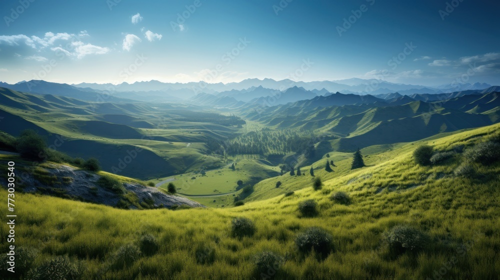 nice view in the mountain green blue scheme 8k photography, ultra HD, sharp