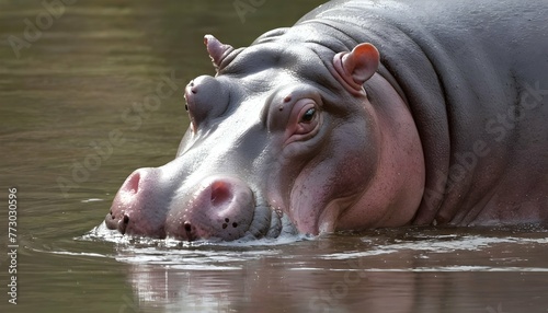 A Hippopotamus With Its Nostrils Flaring Searchin