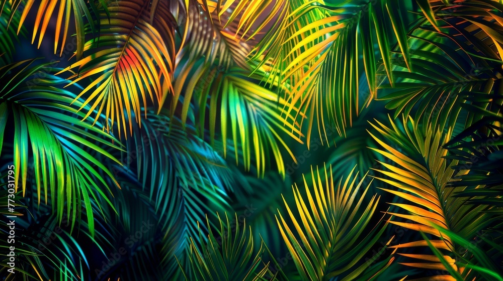 Naklejka premium Multicolored Exotic Leaves as background