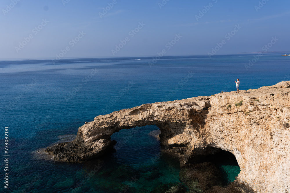 Cyprus, Bridge of Lovers, rock arch and nice blue sky