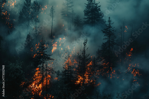 brennender Waldbrand
燃え上がる山火事