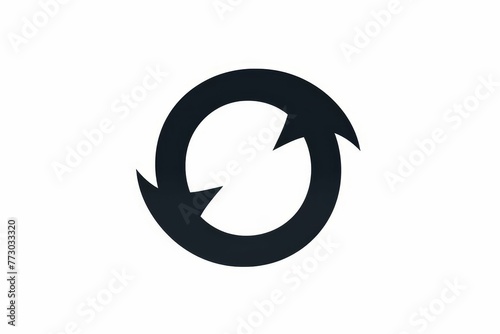 Rotating black arrow icon indicating a turn or spin direction, simple vector illustration