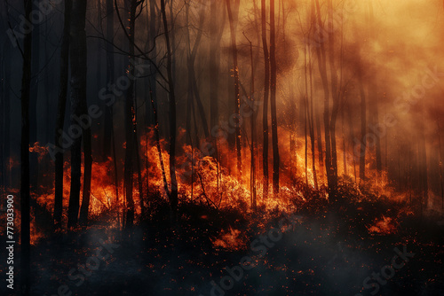 brennender Waldbrand 燃え上がる山火事