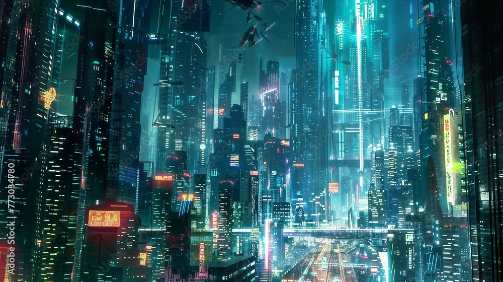 Futuristic sci-fi cityscape