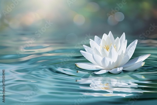 Zen Lotus Flower Floating on Water, Symbolizing Meditation and Spirituality