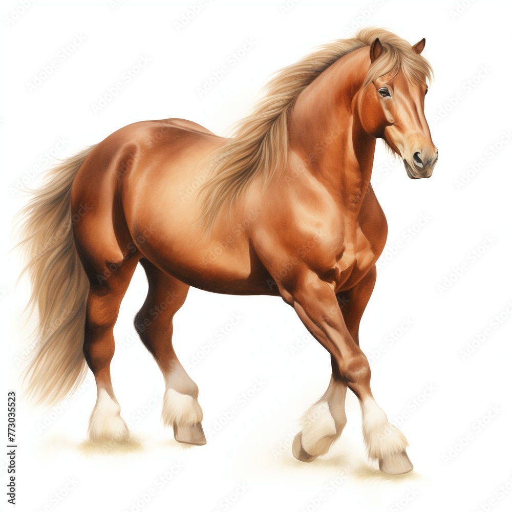 Obraz premium Watercolor illustration of a full body chestnut pony