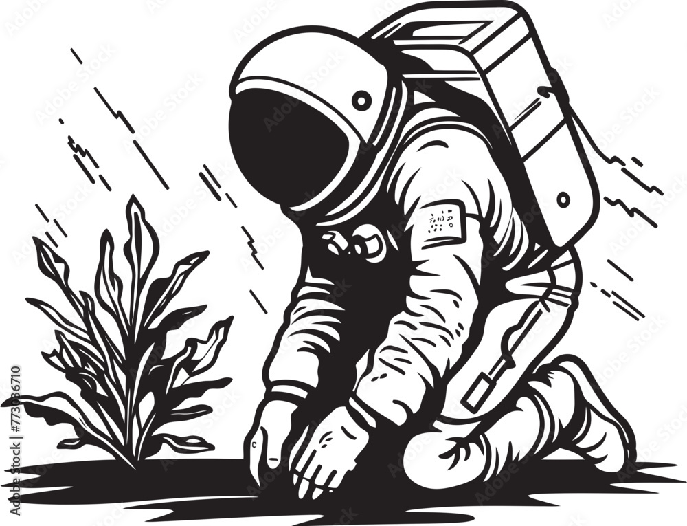 Space Bloom Vector Icon Graphics Celestial Gardener Astronaut Plant Watering Emblem Space Bloom Vector Icon Graphics Celestial Gardener Astronaut Plant Watering Emblem