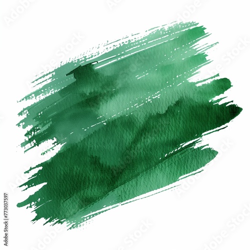 Emerald Green brush strokes in watercolor isolated on the white background