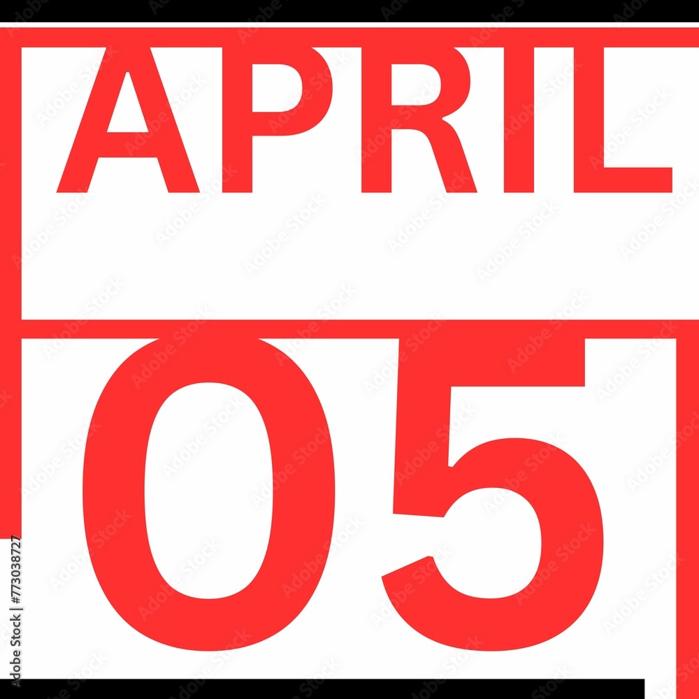 April 5 . flat Style calendar .date ,day, month .Flat style calendar for the month of April April 5 . flat Style calendar .date ,day, month .Flat style calendar for the month of April