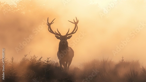 Deer in mist. Generative AI