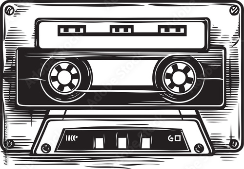 Retro Rewind Classic Cassette Logo Vector Nostalgia Mix Audio Tape Iconic Design