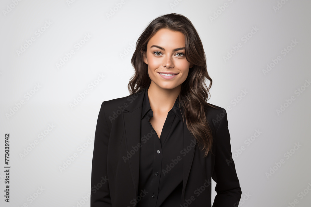 Capturing the essence of a businesswoman's grace and strength against a clean white background
Capturing the essence of a businesswoman's grace and strength against a clean white background