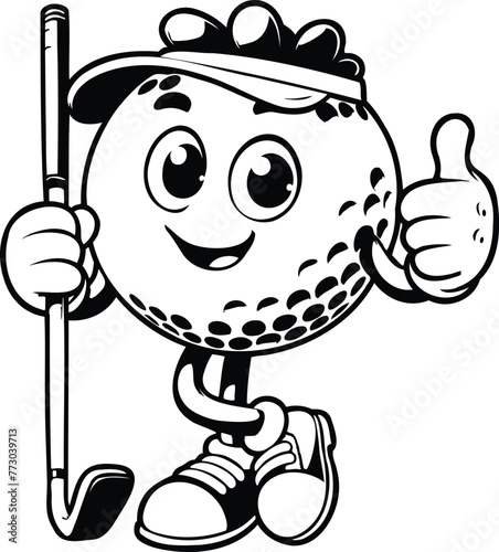 Golf ball character giving a thumbs up, vector illustration.