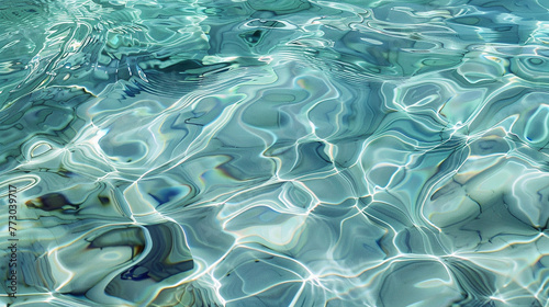 A surreal image of marble submerged in clear water, the rippling surface distorting its elegant patterns.