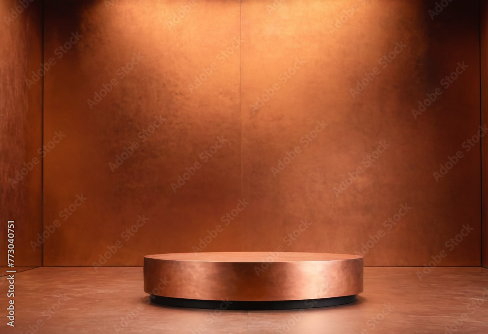 Copper Podium with Copper metal panted background generative ai Copper Podium with Copper metal panted background generative ai