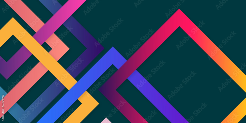 Abstract arrow line banner background with colorful geometric shape. Minimal geometric modern futuristic concept background. Design for cover, banner, business, presentation, website, flyer