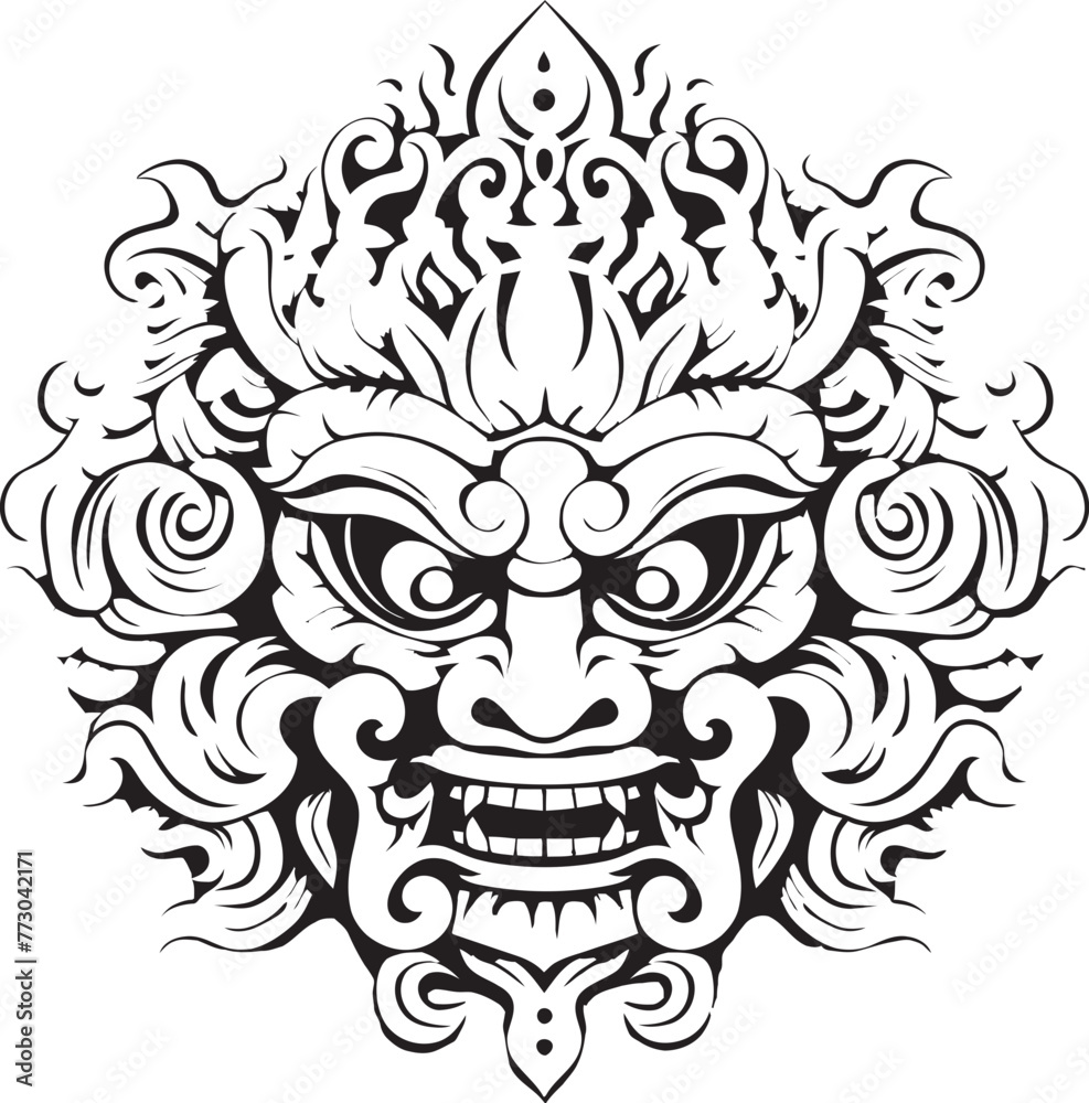 Serene Balinese Majesty Graphic Logo Graphics Mystical Borong Insight Vector Iconic Icon