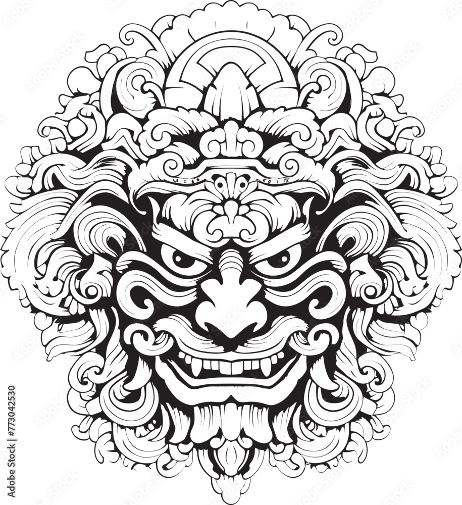 Artisanal Borong Craftsmanship Balinese Icon Graphics Serene Borong Expressions Vector Artwork Emblem