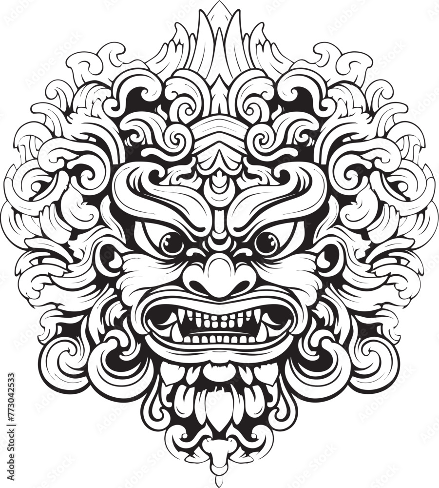Decorative Borong Elements Balinese Logo Icon Symbolic Borong Motifs Vector Iconic Graphics