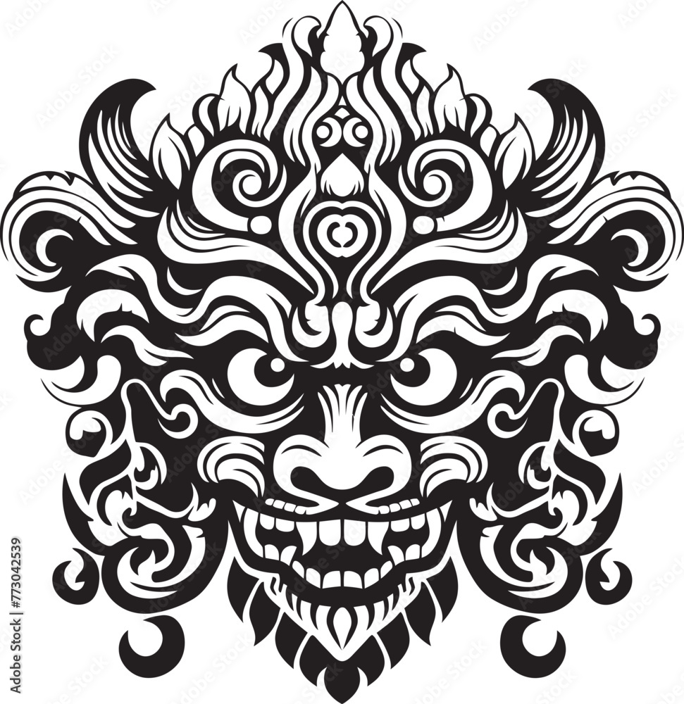Enchanting Borong Symbolism Balinese Icon Graphics Ancient Borong Traditions Vector Logo Icon