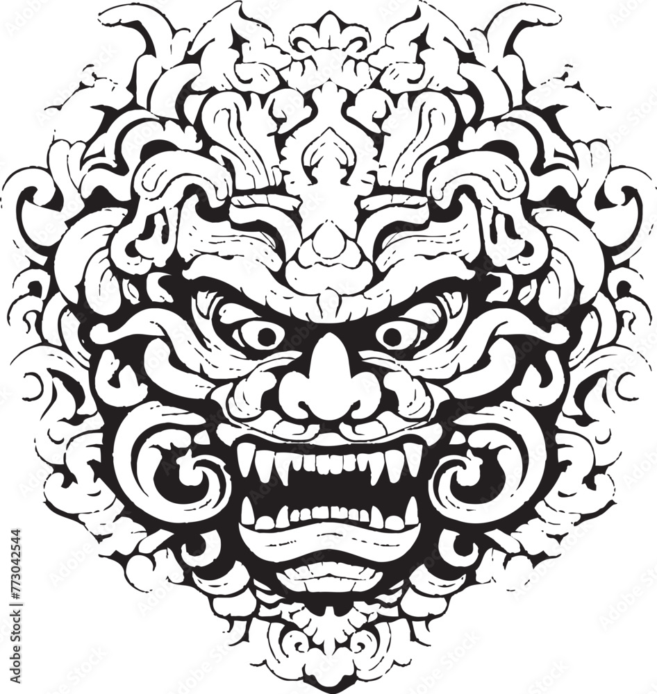 Fototapeta premium Ancient Borong Traditions Vector Logo Icon Ethereal Borong Inspirations Balinese Iconic Emblem