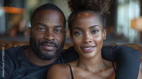 A man and a woman standing together, posing for a photograph