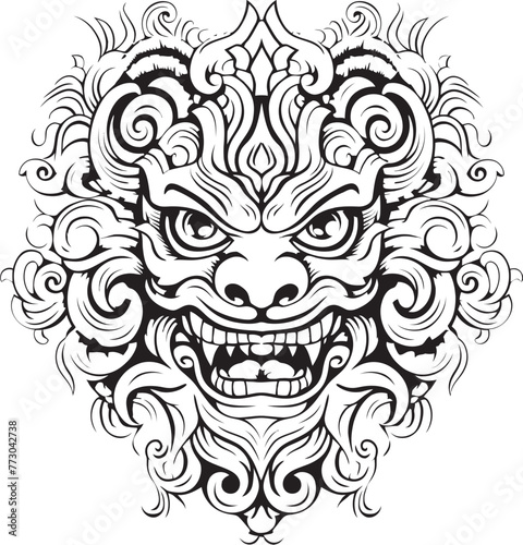 Balinese Borong Majesty Vector Logo Design Intricate Borong Treasures Iconic Artwork Emblem