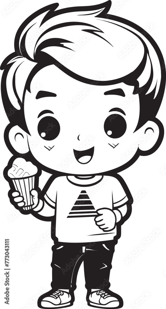 Frosty Grin Cartoon Boy Savors Ice Cream Delicacy Lickety Split Cartoon Character with Ice Cream Logo Frosty Grin Cartoon Boy Savors Ice Cream Delicacy Lickety Split Cartoon Character with Ice Cream Logo