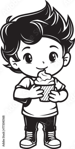 Lickety Split Iconic Graphics of a Boy and His Frozen Treat Chilled Charmer Cartoon Boy with Ice Cream Vector Logo