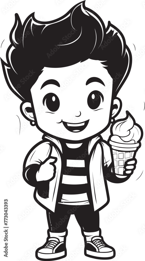 Chilling Cheers Cartoon Boys Ice Cream Delight Icon Frosty Fiesta Vector Logo of a Boy Celebrating with Ice Cream Chilling Cheers Cartoon Boys Ice Cream Delight Icon Frosty Fiesta Vector Logo of a Boy Celebrating with Ice Cream