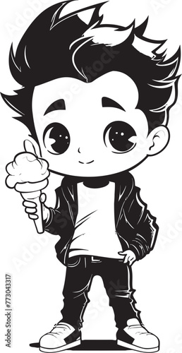 Chilly Chuckle Vector Logo of a Boy Chuckling with Ice Cream Frosty Friends Cartoon Character and Ice Cream Icon