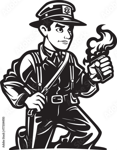 Wallpaper Mural Flamefront Fighter Cartoon Fireman Icon Symbolizing Frontline Action Inferno Innovator Vector Logo of a Progressive Fireman Torontodigital.ca