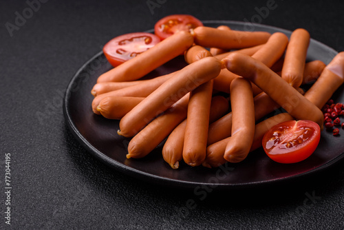 Delicious fresh small vegetarian sausages with salt, spices and herbs