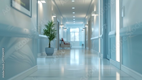 Luxury hospital corridor. Generative AI