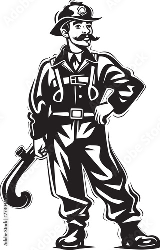 Wallpaper Mural Inferno Innovator Cartoon Fireman Emblem of Progress Logo Ember Expedition Vector Logo Design of an Adventurous Firefighter Torontodigital.ca