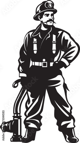 Inferno Enforcer Cartoon Fireman Symbolizing Authority Logo Ember Explorer Vector Logo Illustrating an Adventurous Firefighter